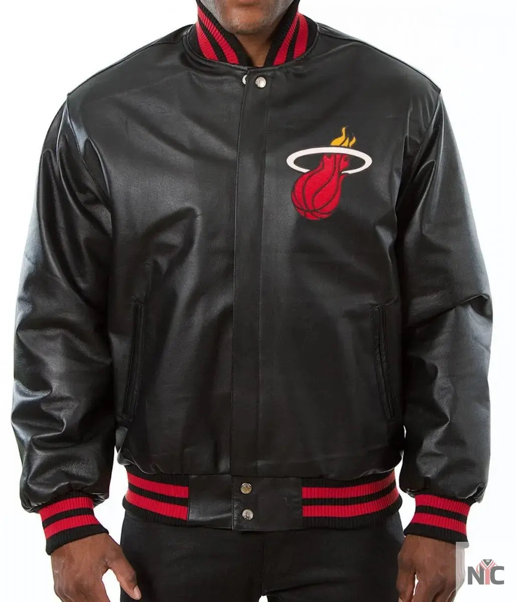 Miami Heat Black Leather Varsity Jacket NYC Jackets