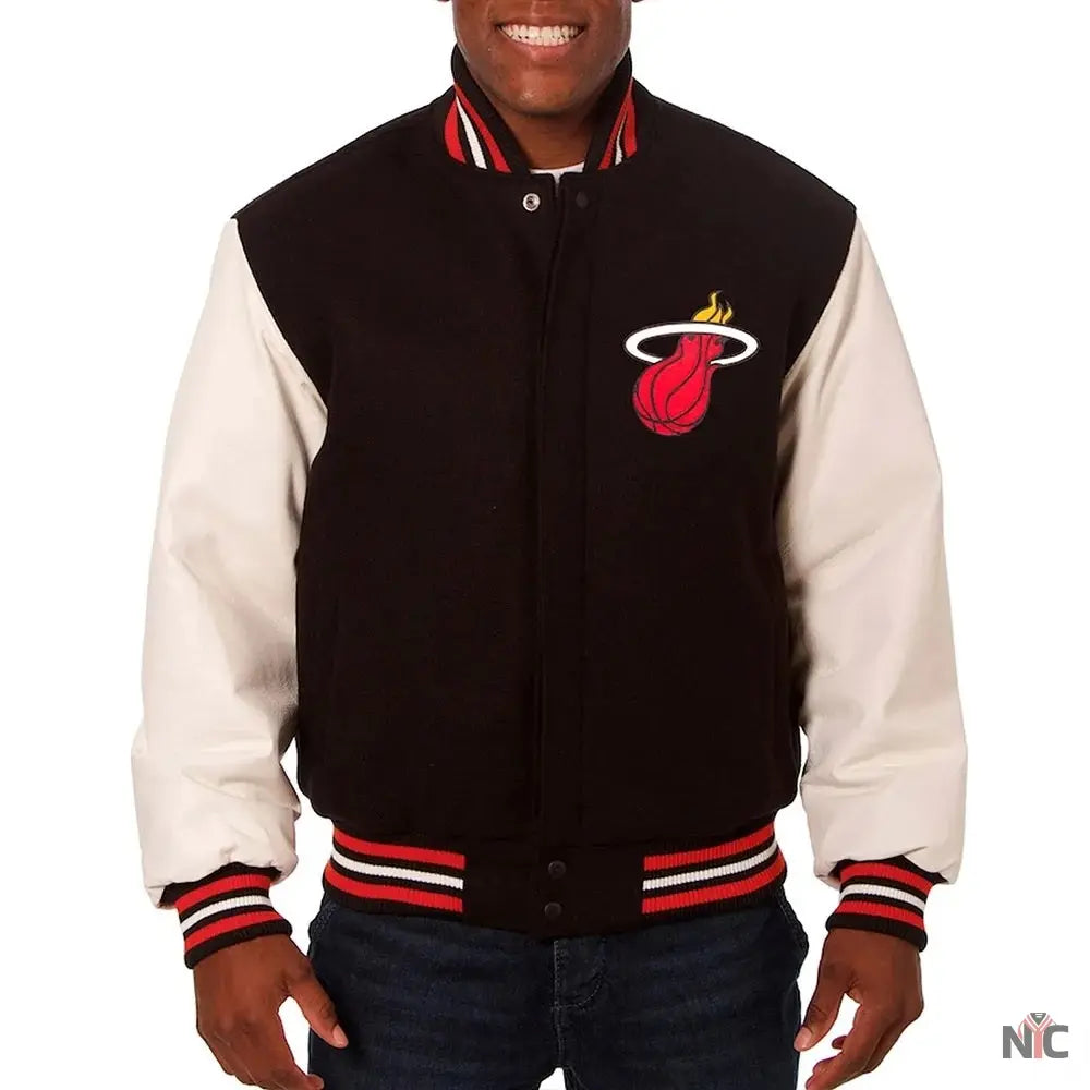 Miami Heat Black and White Varsity Jacket NYC Jackets