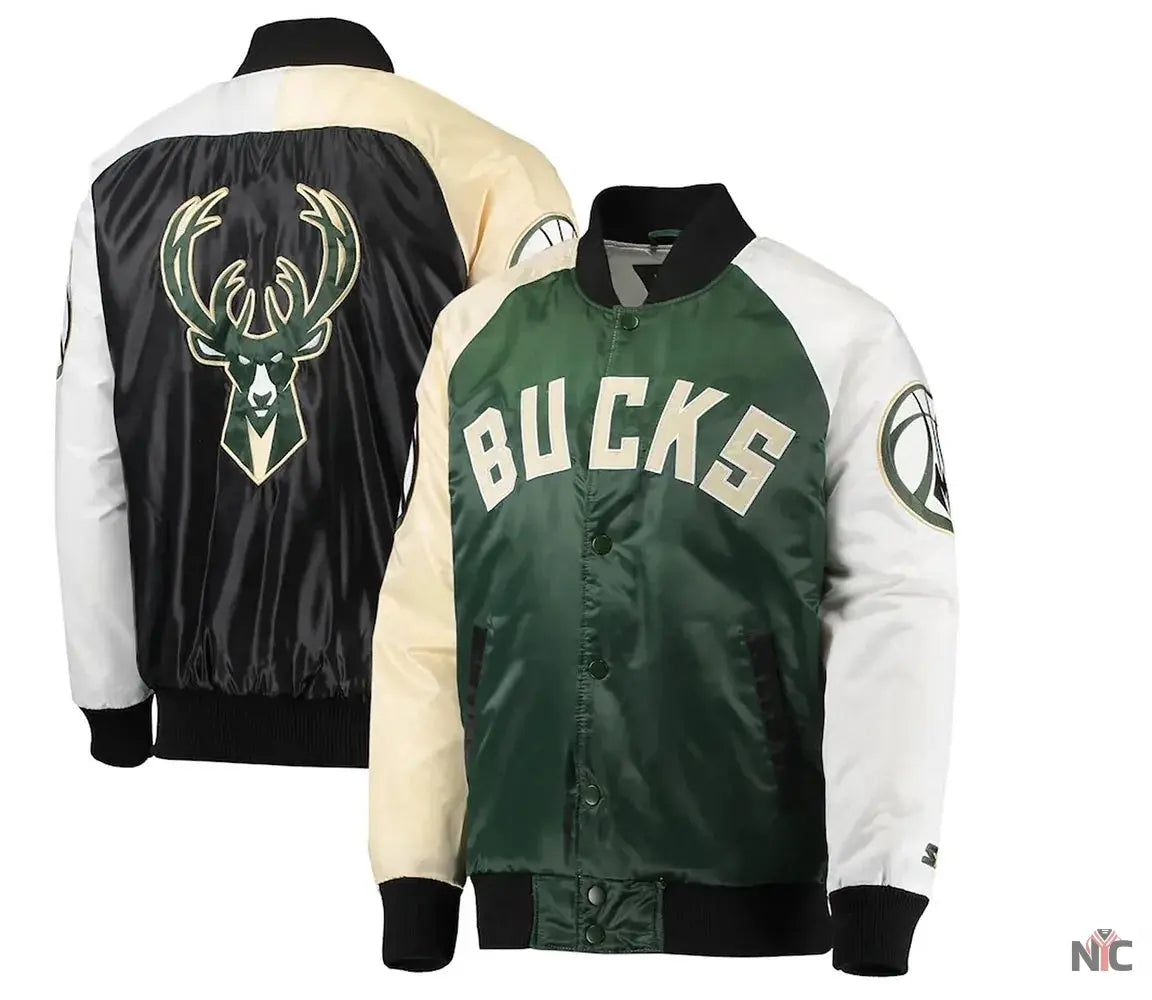 Milwaukee Bucks Tricolor Remix Satin Jacket NYC Jackets