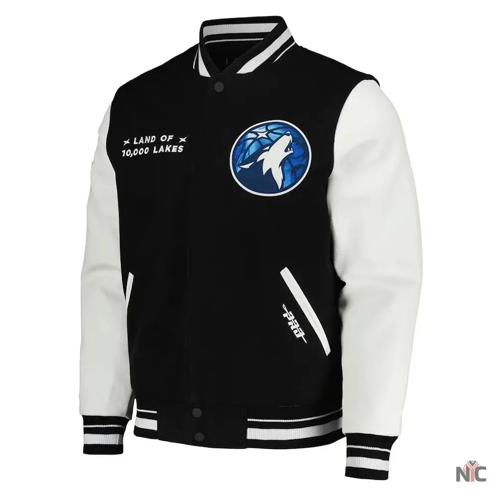 Minnesota Timberwolves City Edition Black Varsity Jacket NYC Jackets