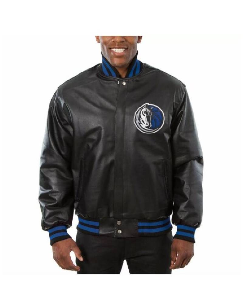 NBA Dallas Mavericks Jeff Hamilton Black Leather Jacket