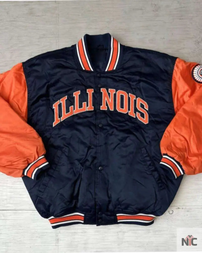 NCAA University Of Illinois Satin Jacket NYC Jackets