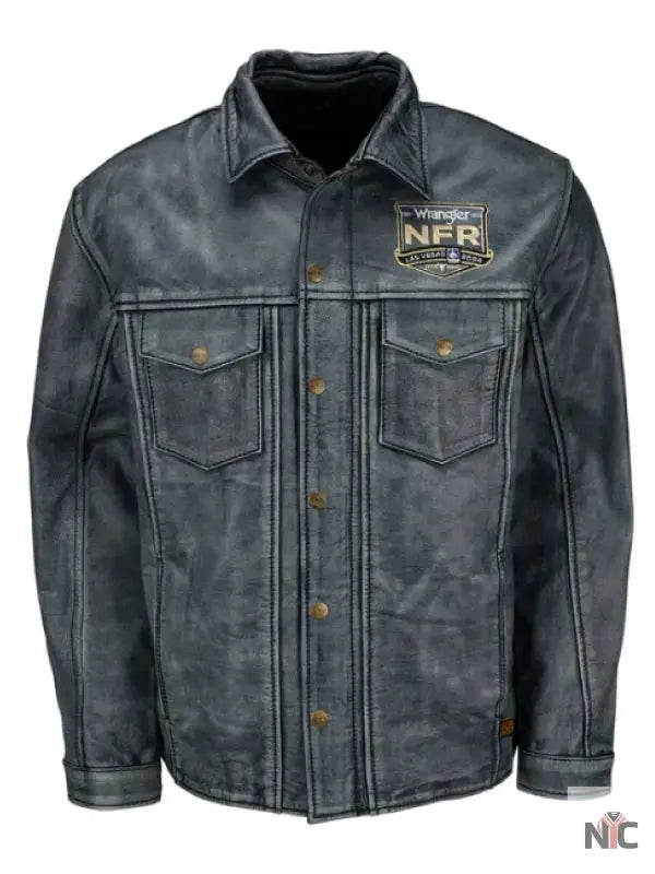 NFR 2024 Las Vegas Grey Leather Jacket NYC Jackets
