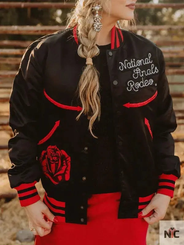 NFR Las Vegas Black Varsity Bomber Jacket NYC Jackets