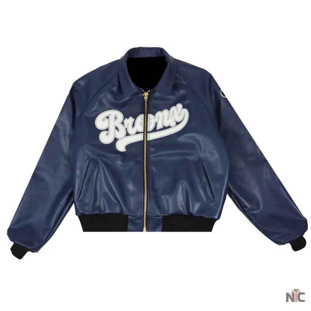 Navy Blue Bronx Vanson Leather Jacket NYC Jackets