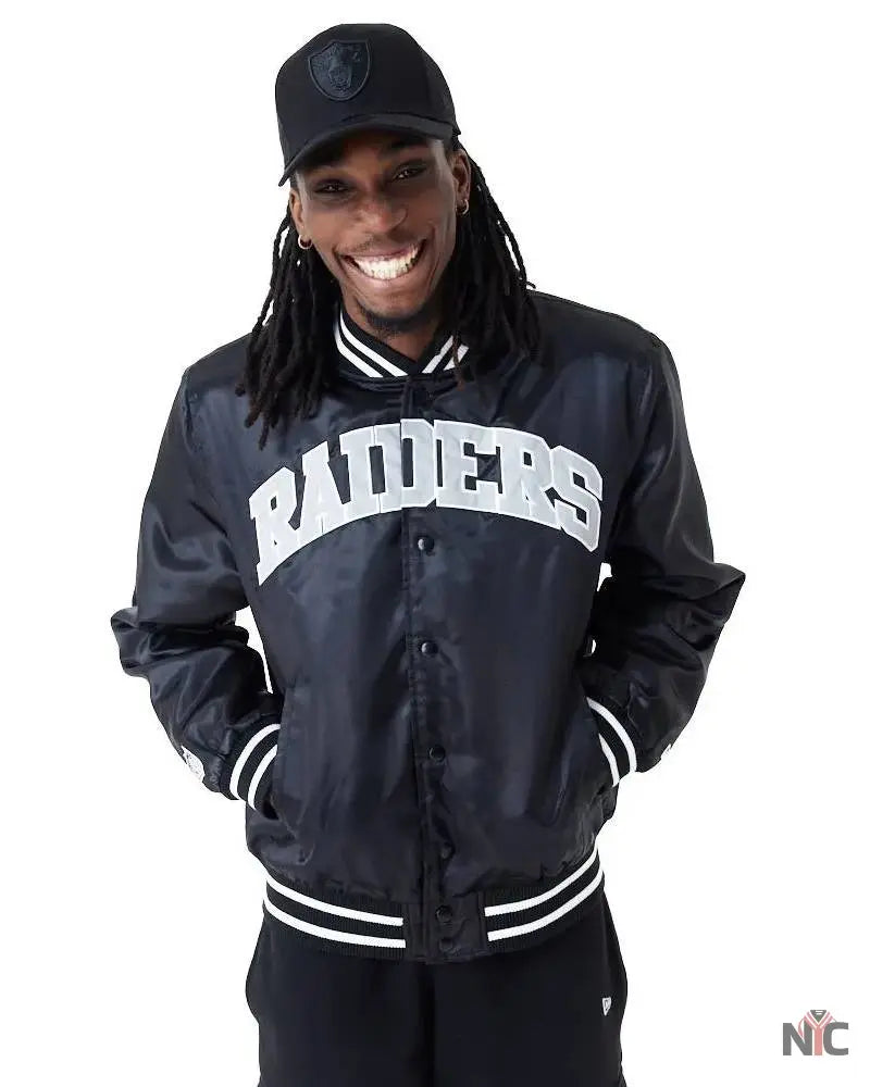 New Era NFL Satin Las Vegas Raiders Bomber Jacket NYC Jackets