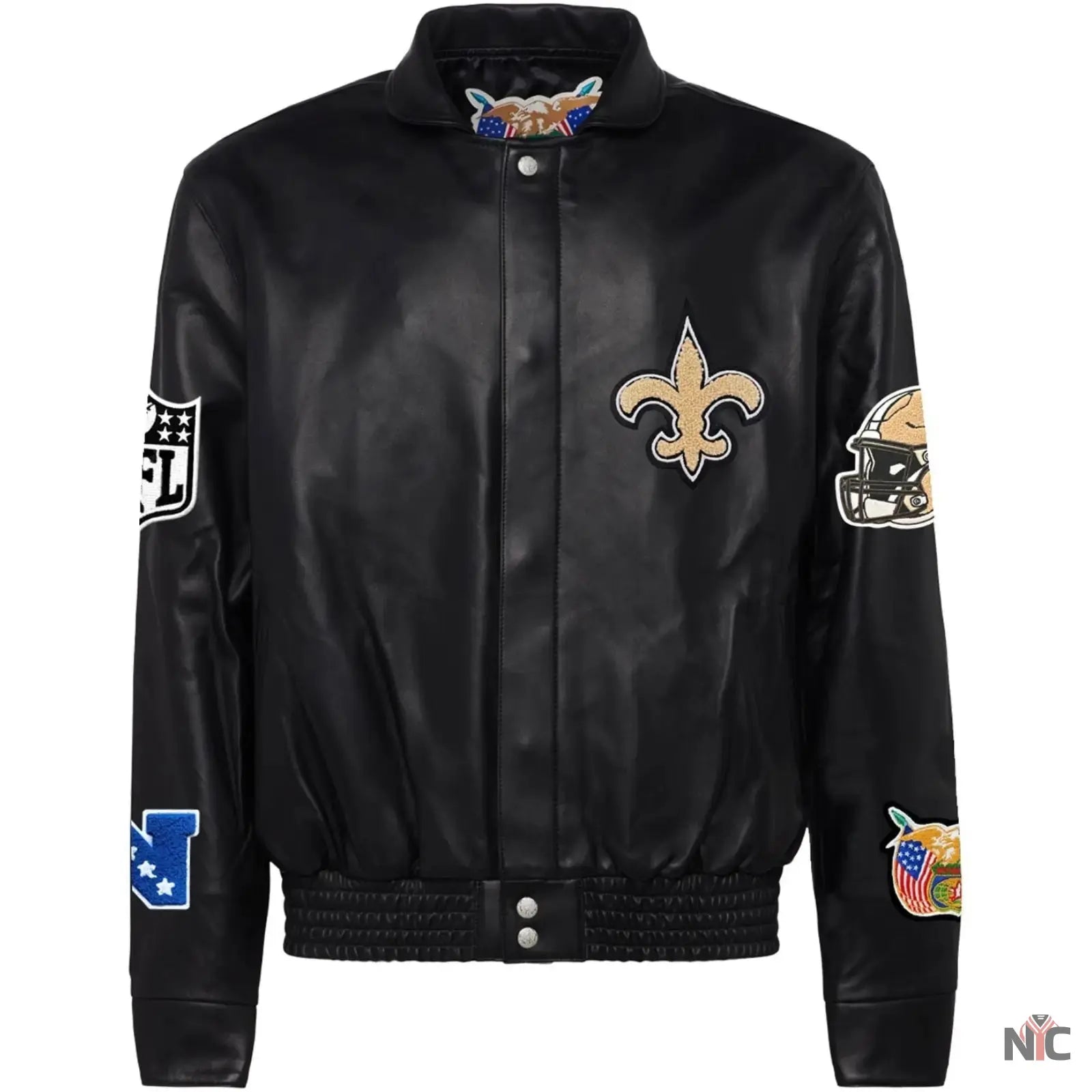 New Orleans Saints Jeff Hamilton Leather Varsity Jacket NYC Jackets