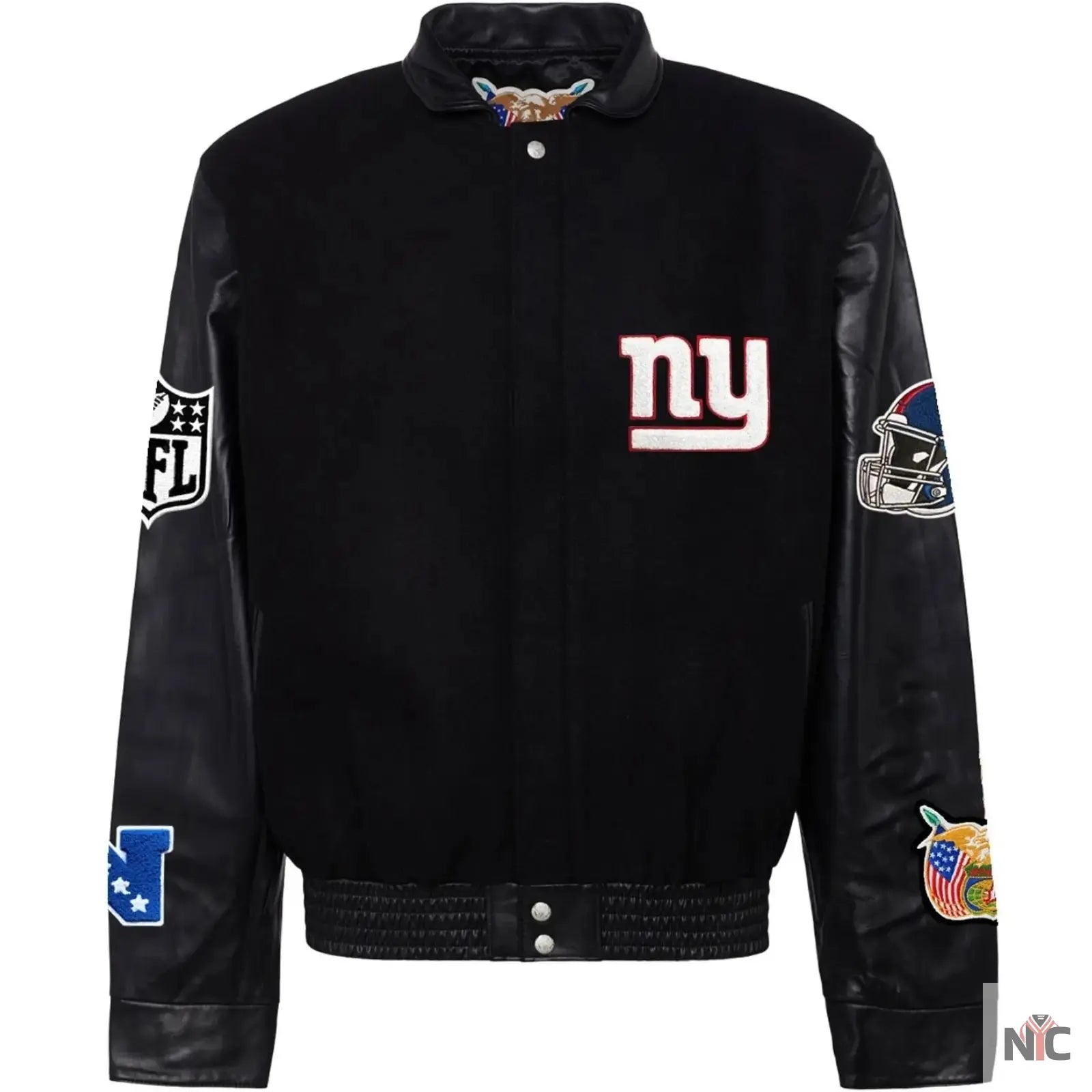New York Giants Jeff Hamilton Wool and Leather Jacket NYC Jackets