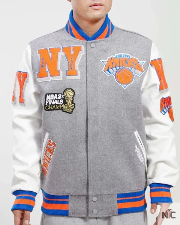New York Knicks Mash Up Logo Varsity Jacket NYC Jackets