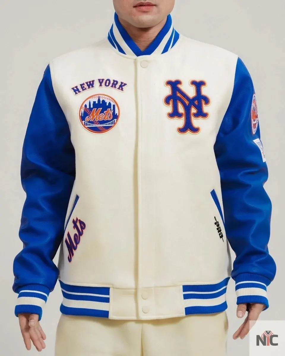 New York Mets Retro Classic Rib Wool Varsity Jacket NYC Jackets
