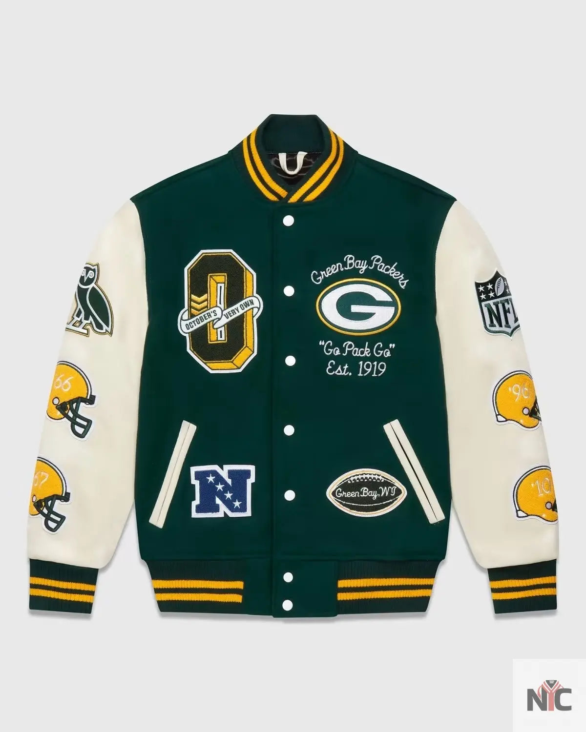 OVO X NFL Green Bay Packers Varsity Jacket NYC Jackets