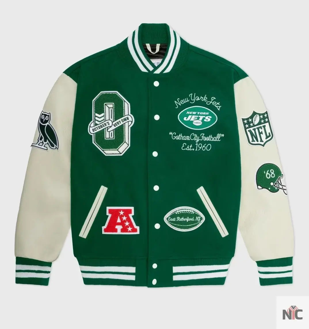 OVO x NFL New York Jets Varsity Jacket NYC Jackets