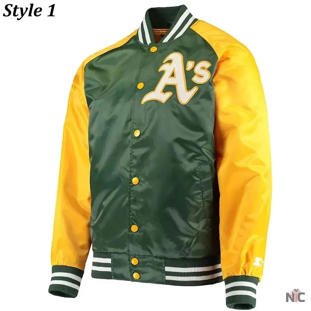 Oakland Athletics Lead Off Varsity Satin Jacket NYC Jackets