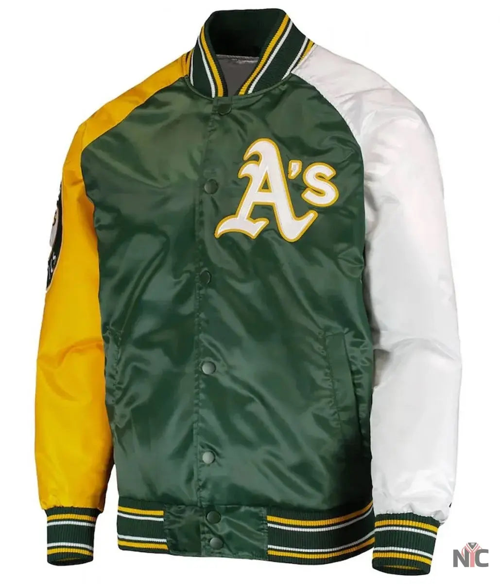 Oakland Athletics Reliever Satin Varsity Jacket NYC Jackets