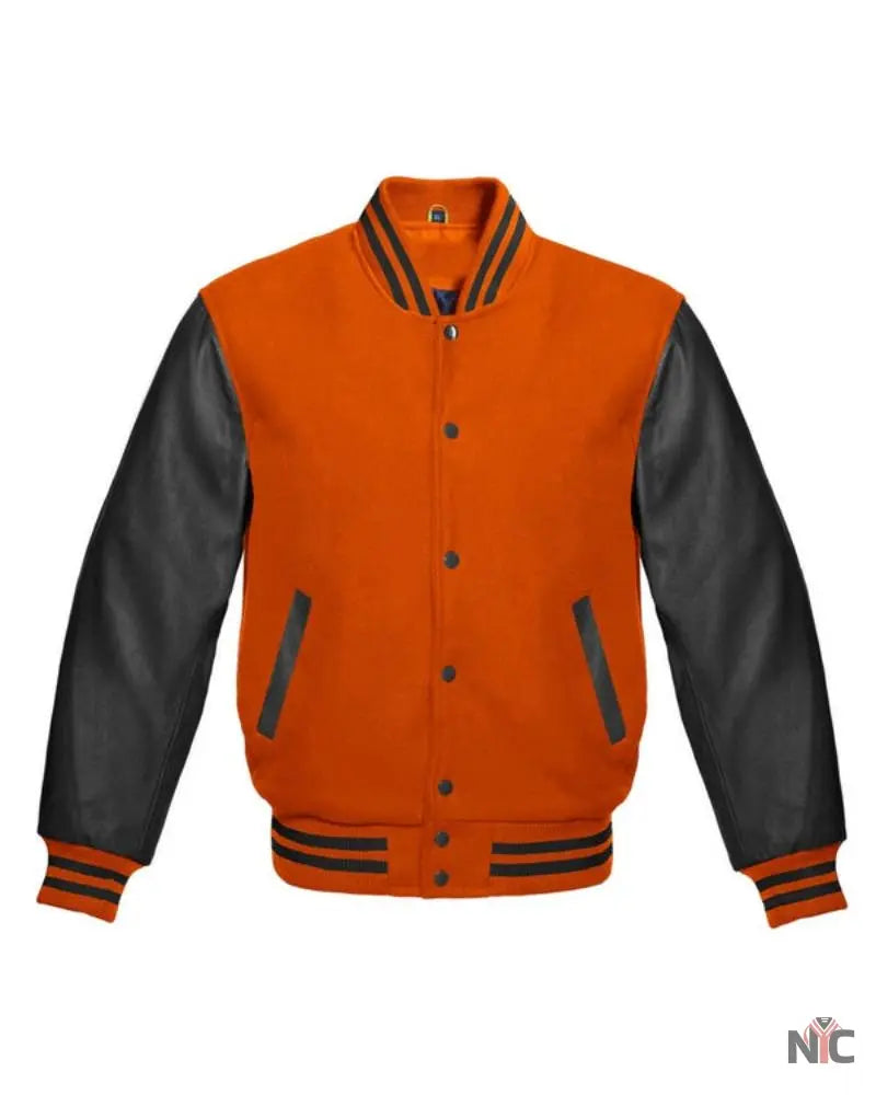 Orange And Black Varsity Jacket NYC Jackets
