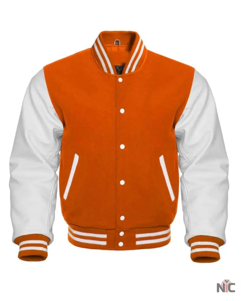 Orange And White Varsity Jacket NYC Jackets