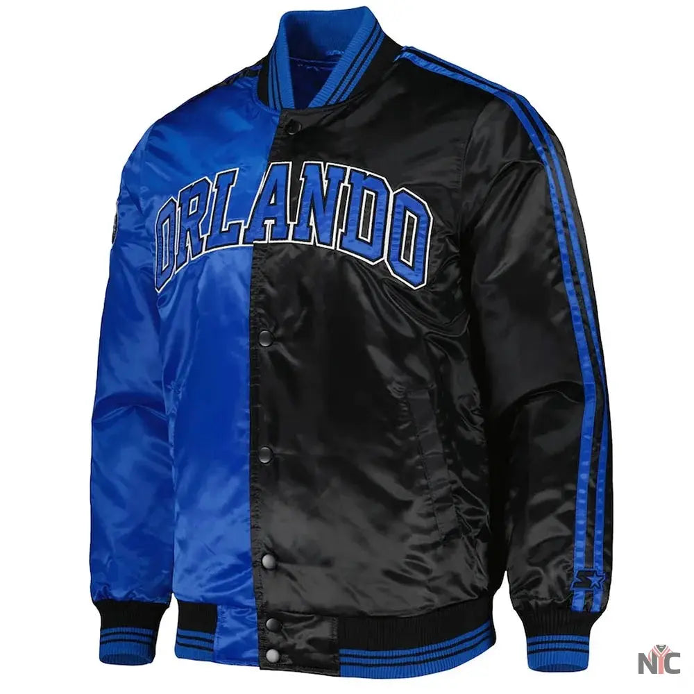 Orlando Magic Fast Break Blue and Black Satin Jacket NYC Jackets