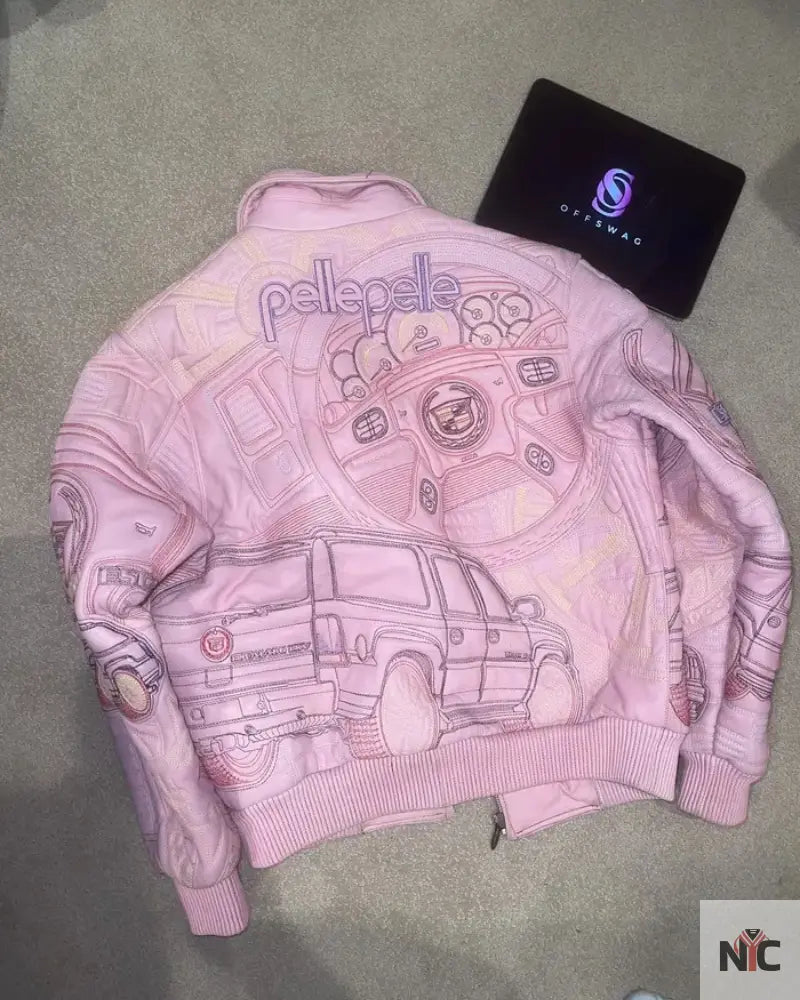 Pelle Pelle Womens Artsy Pink Leather Jacket NYC Jackets