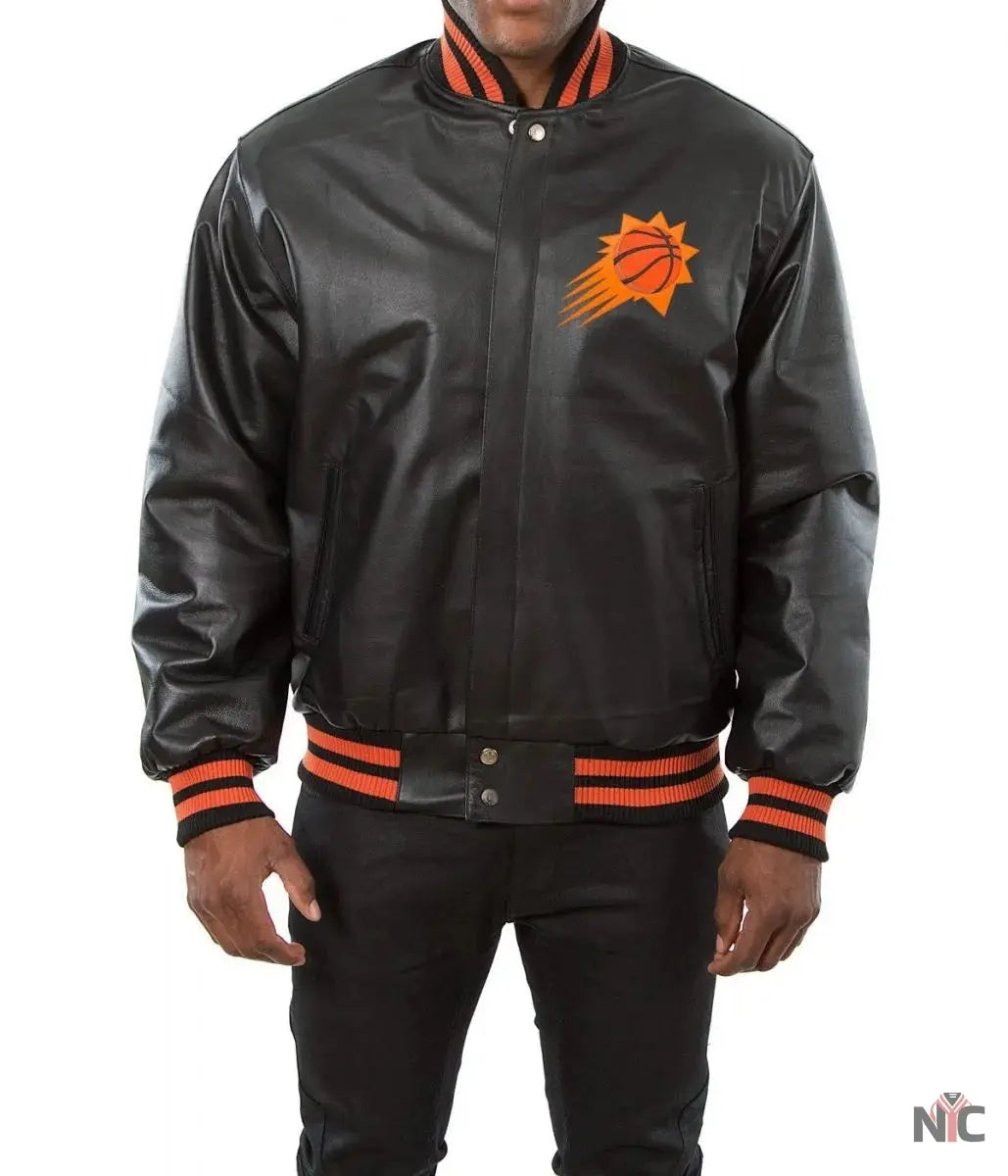 Phoenix Suns Black Leather Varsity Jacket NYC Jackets