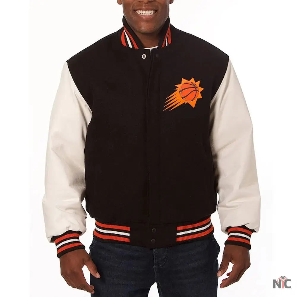 Phoenix Suns Black and White Varsity Jacket NYC Jackets
