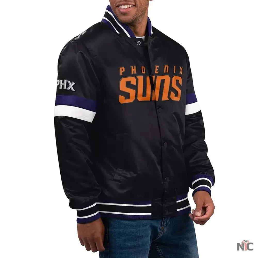 Phoenix Suns Home Game Black Satin Jacket NYC Jackets