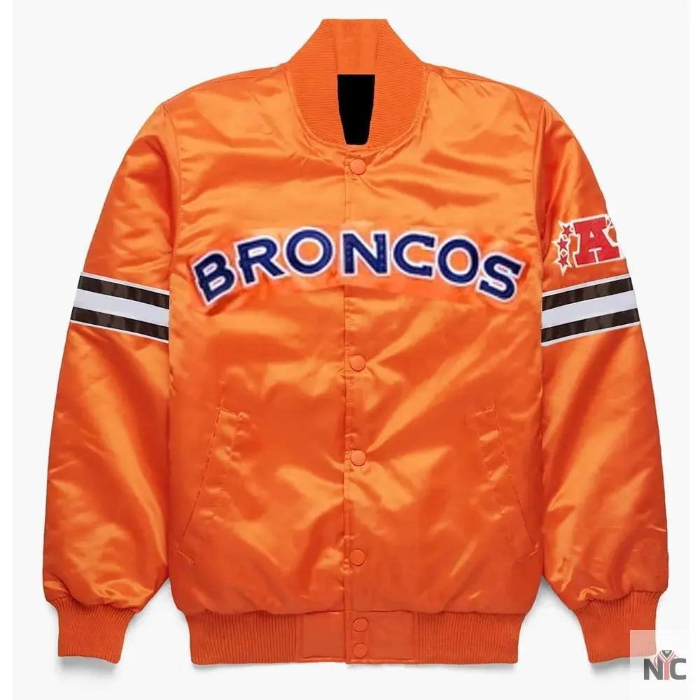 Pick and Roll Denver Broncos Orange Satin Jacket NYC Jackets
