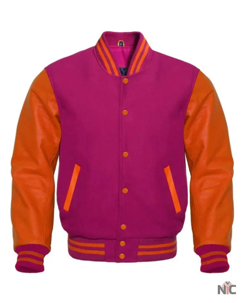 Pink And Orange Varsity Jacket NYC Jackets
