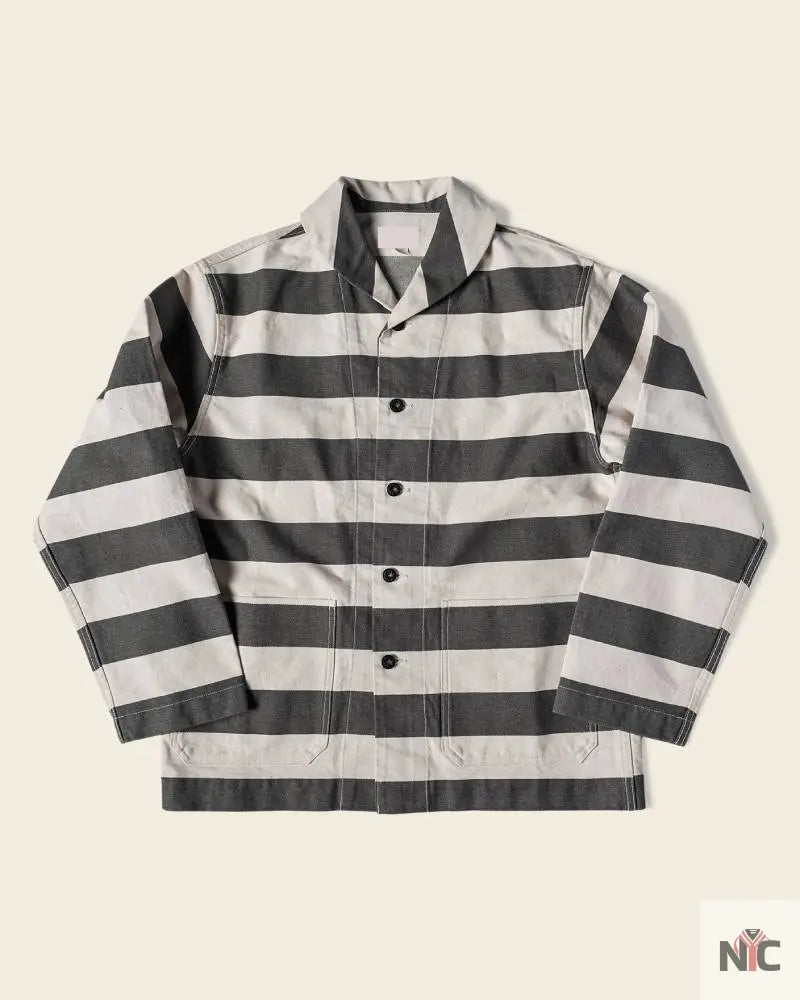 Prison Stripe Shawl Collar Coverall Jacket NYC Jackets