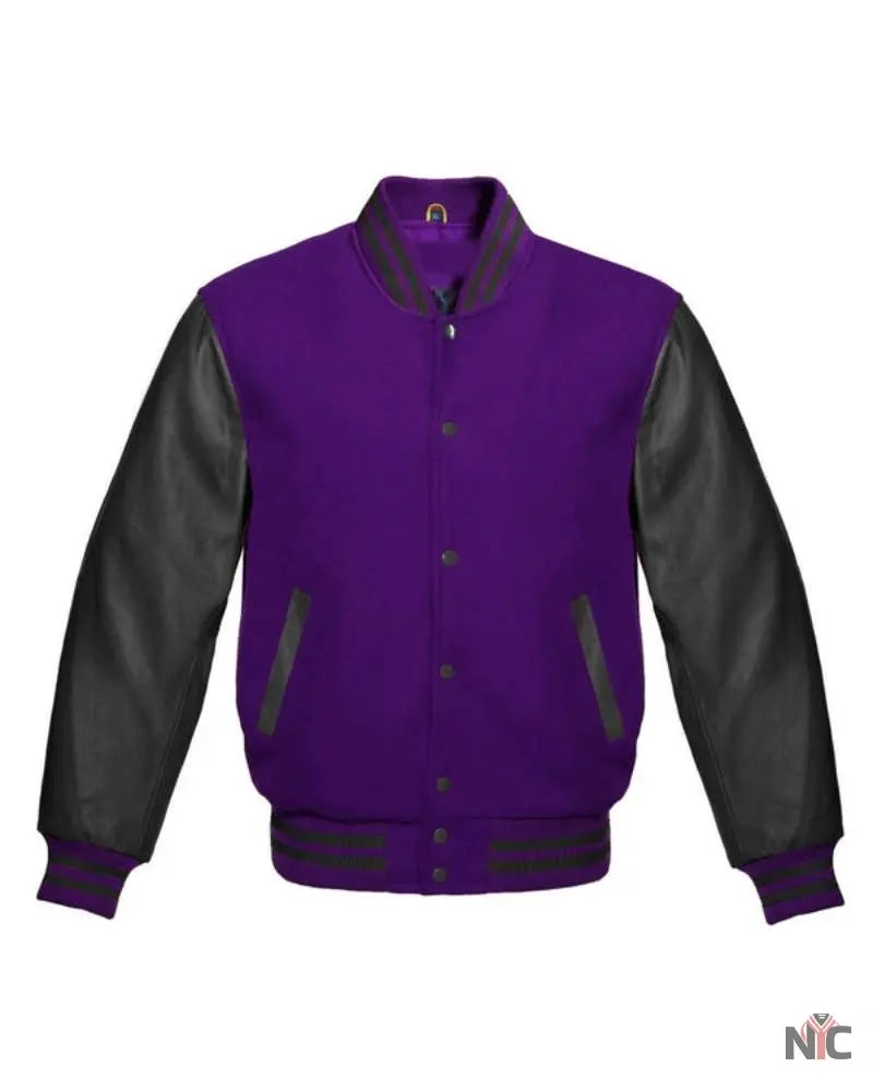 Purple And Black Varsity Jacket NYC Jackets