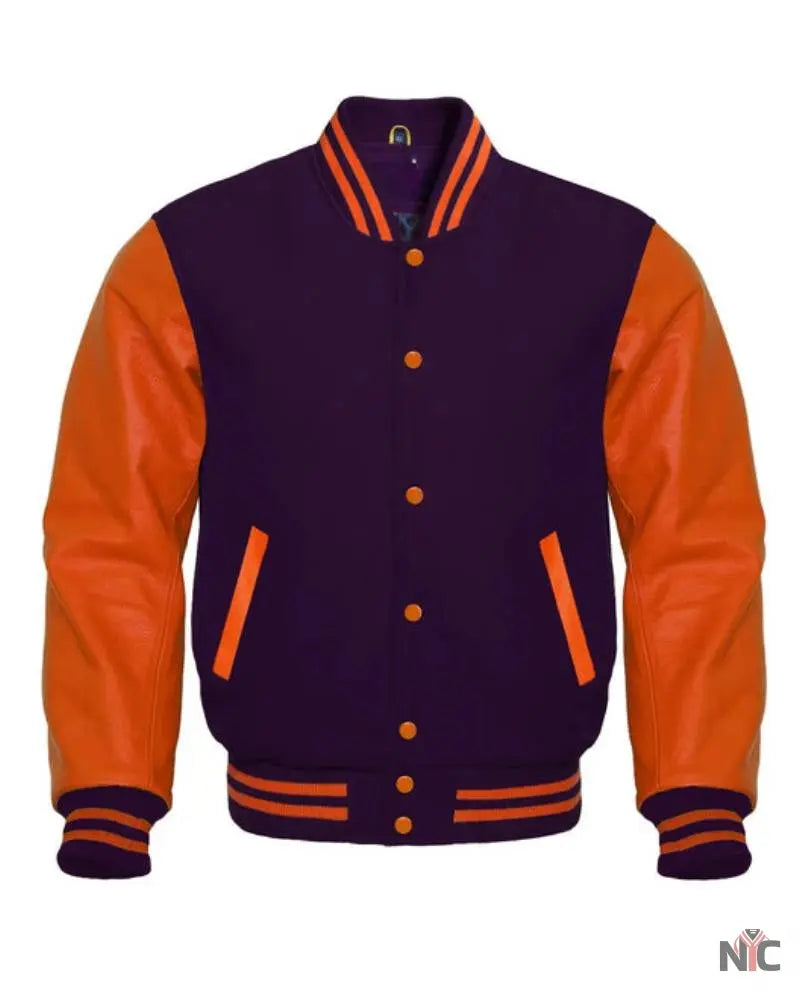 Purple & Orange Varsity Jacket NYC Jackets