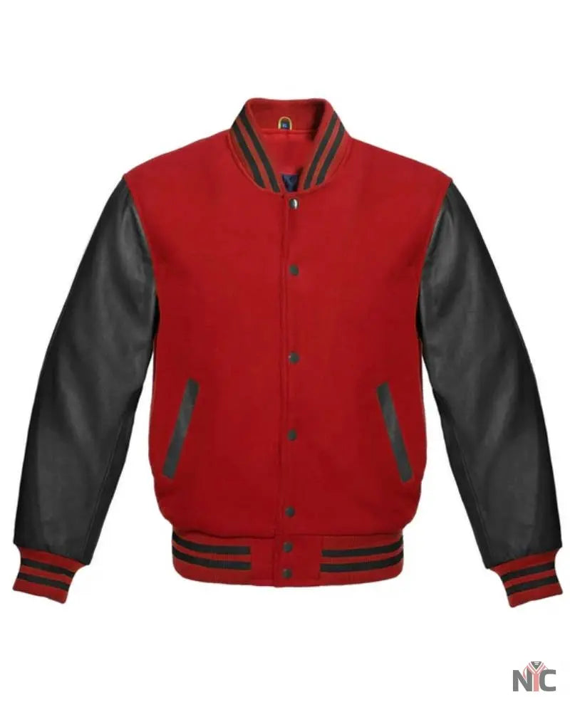 Red And Black Varsity Letterman Jacket NYC Jackets