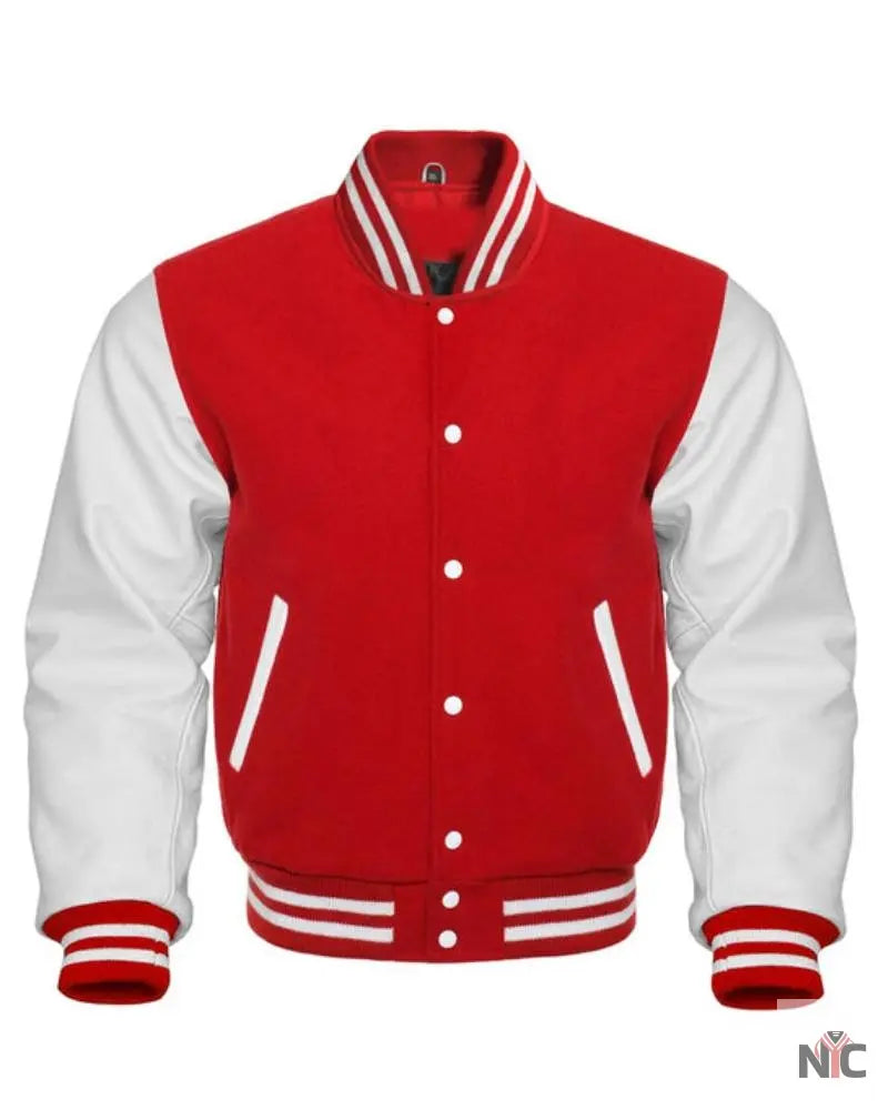 Red And White Varsity Jacket NYC Jackets
