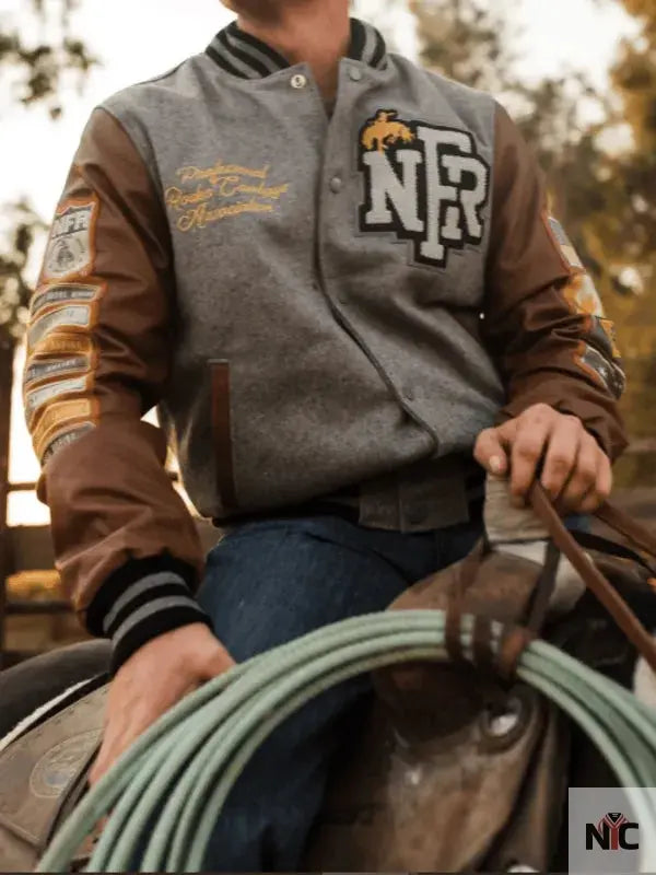 Rodeo NFR Las Vegas Brown Letterman Jacket NYC Jackets