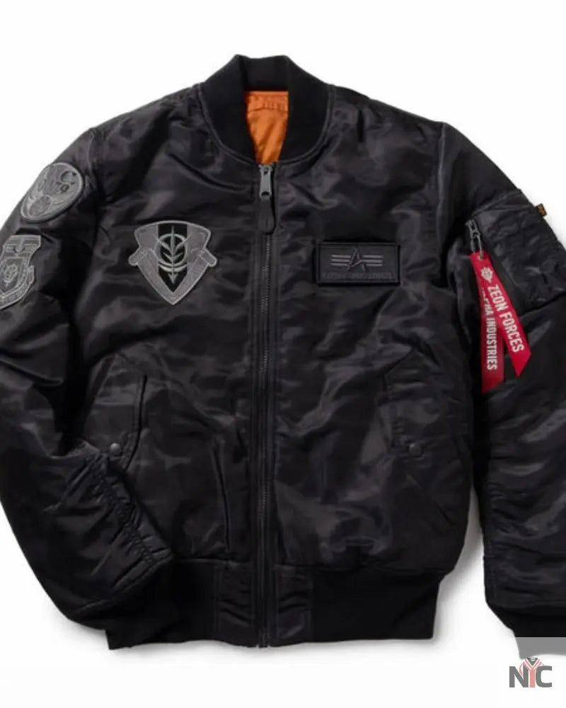 STRICT-G x ALPHA Mobile Suit Gundam Zeon MA-1 Jacket NYC Jackets