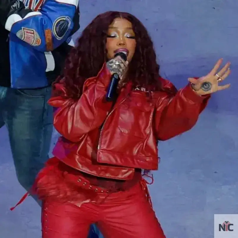 SZA Super Bowl 2025 Halftime Show Leather Jacket NYC Jackets