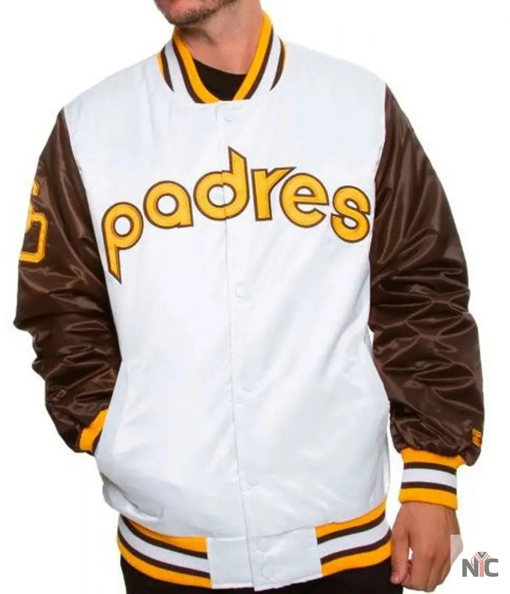 San Diego Padres Bomber Brown and White Jacket NYC Jackets