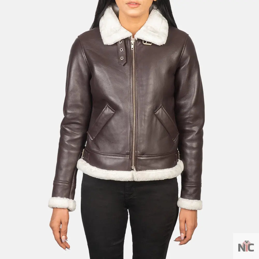 Sherilyn B-3 Maroon Leather Bomber Jacket NYC Jackets