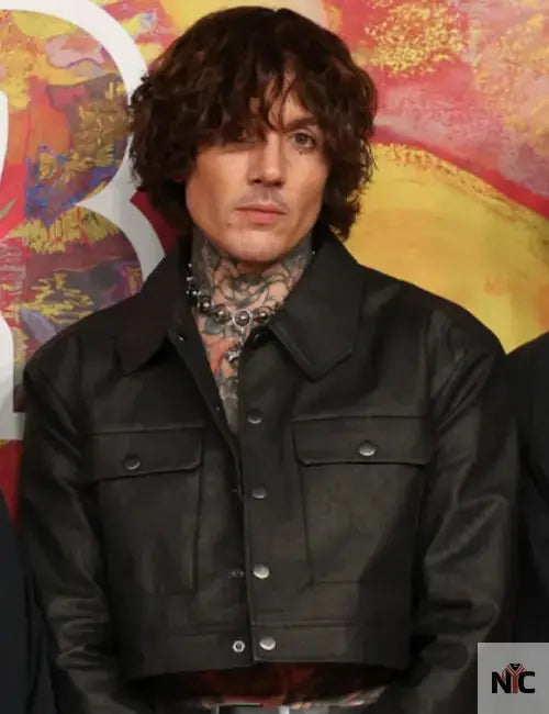 Singer Oliver Sykes Black Crop Leather Jacket NYC Jackets