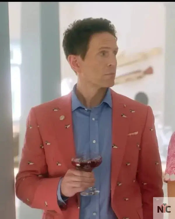 Sirens Glenn Howerton Duck Print Pink Coat NYC Jackets