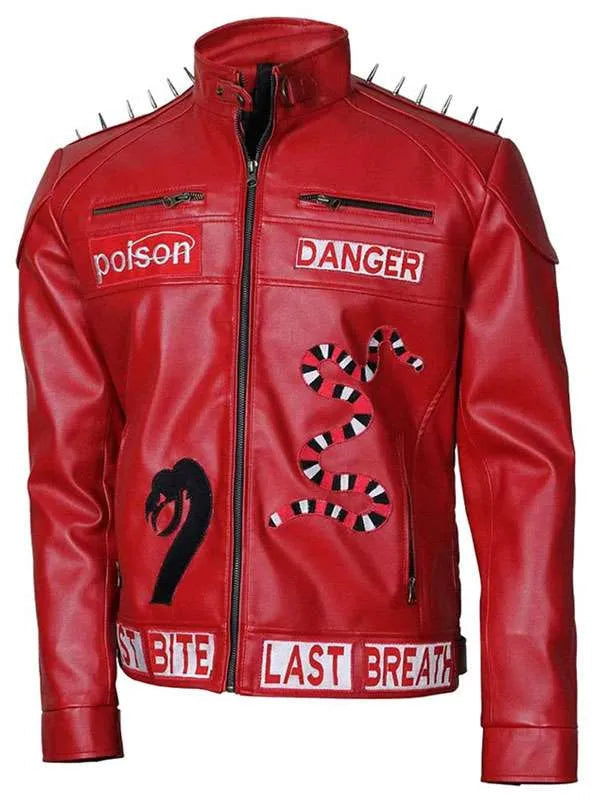 I Am Venomous Snake Red Leather Jacket NYC Jackets