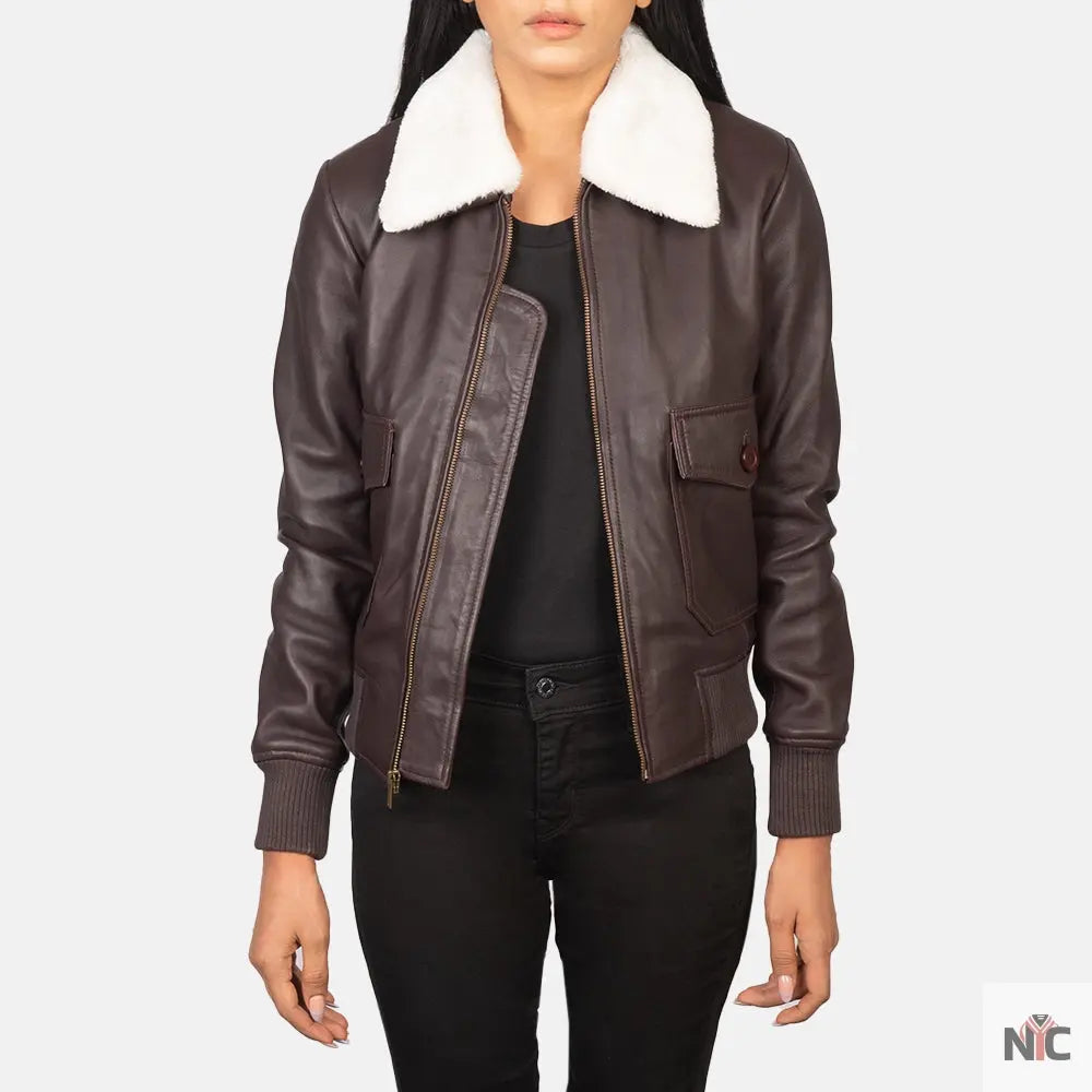 Stella G-1 Maroon Leather Bomber Jacket NYC Jackets