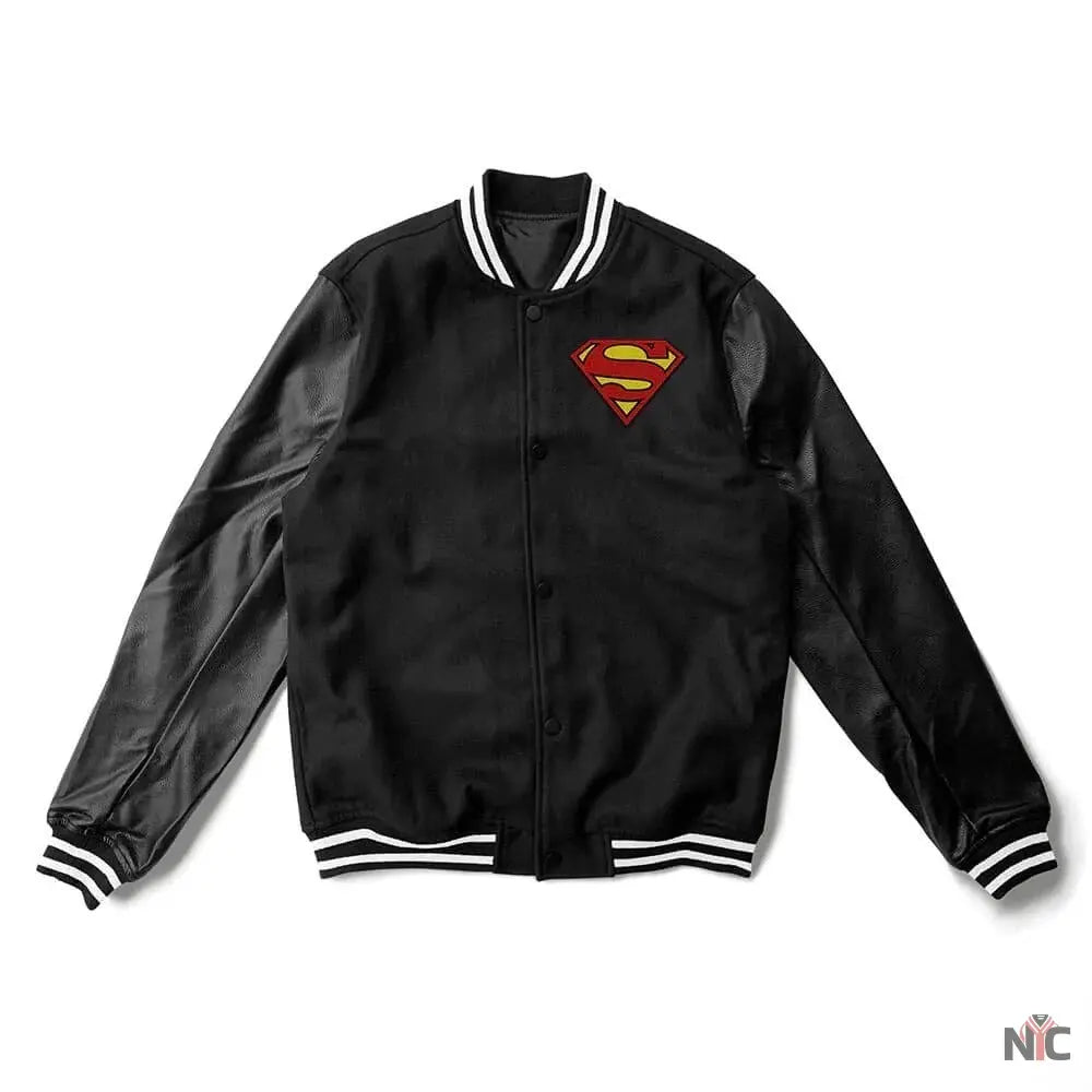 Superman Black Wool Varsity Jacket NYC Jackets