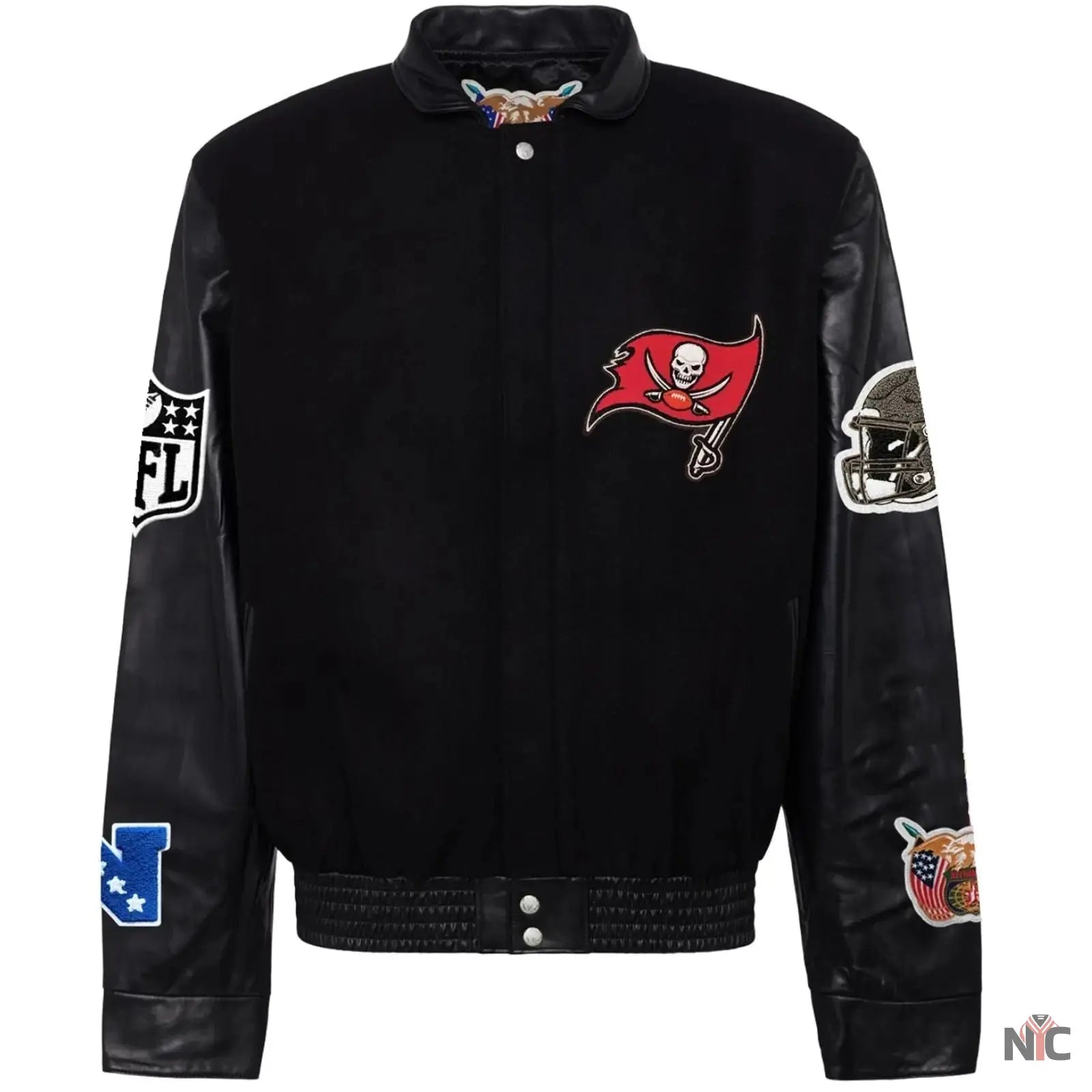Tampa Bay Buccaneers Jeff Hamilton Wool and Leather Jacket NYC Jackets