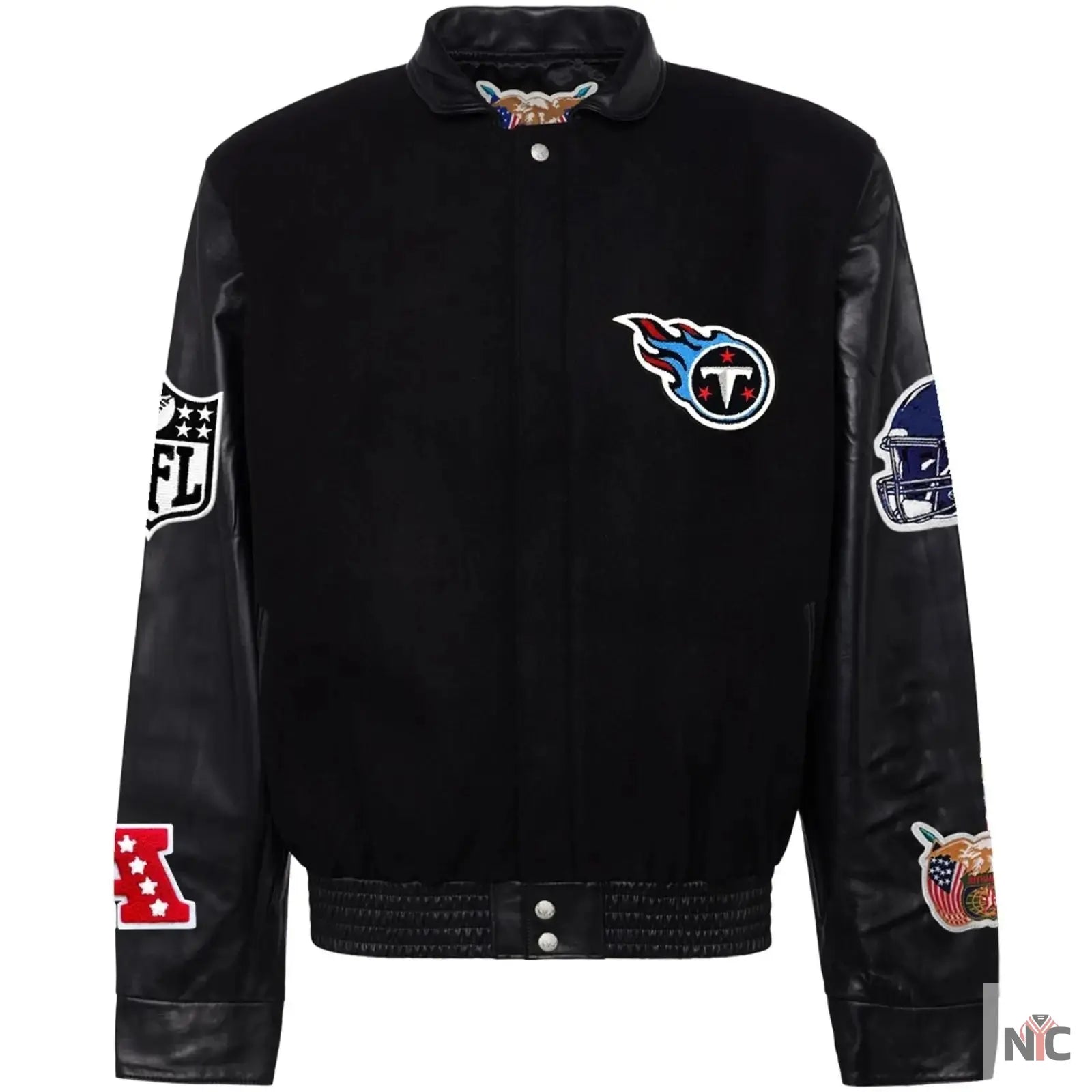 Tennessee Titans Jeff Hamilton Wool and Leather Jacket NYC Jackets
