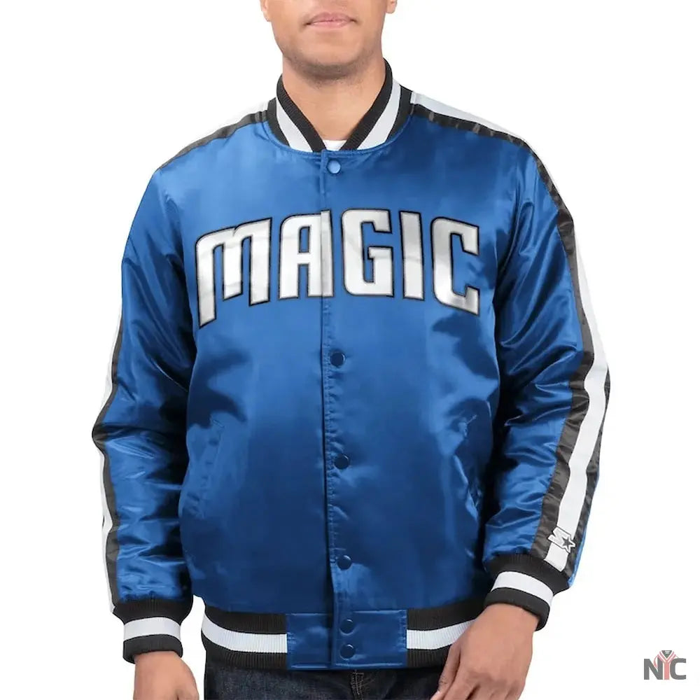 The Offensive Orlando Magic Blue Varsity Satin Jacket NYC Jackets