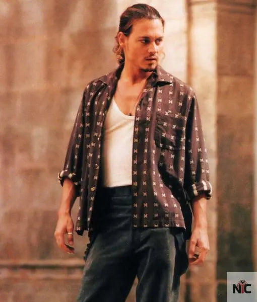 The Reddish Shirt With White Designs Worn by Roux (Johnny Depp) in Chocolat NYC Jackets
