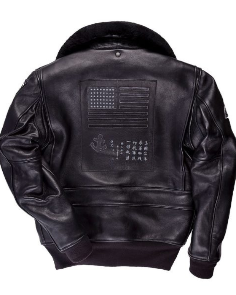 Top Gun Black Lambskin Leather Bomber Jacket - NYC Jackets