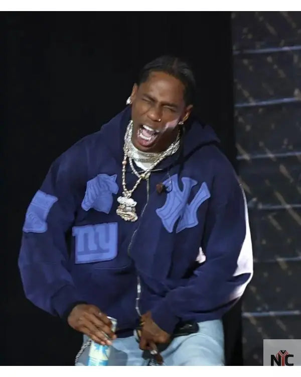 Travis Scott Fanatics Fest NYC 2025 Blue Hoodie NYC Jackets