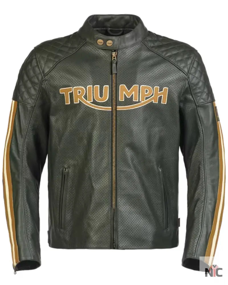 Triumph Men’s Racing Green Motorcycle Braddan Air Race Jacket NYC Jackets