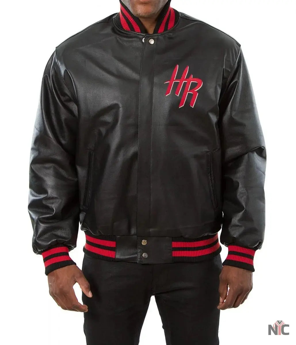 Varsity Houston Rockets Black Leather Jacket NYC Jackets